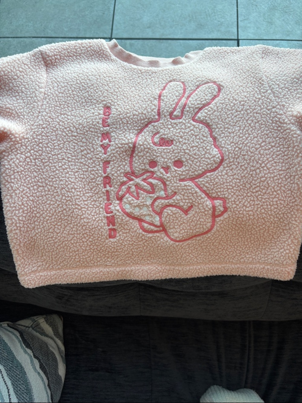 H&M Light Pink Sherpa Bunny Sweater